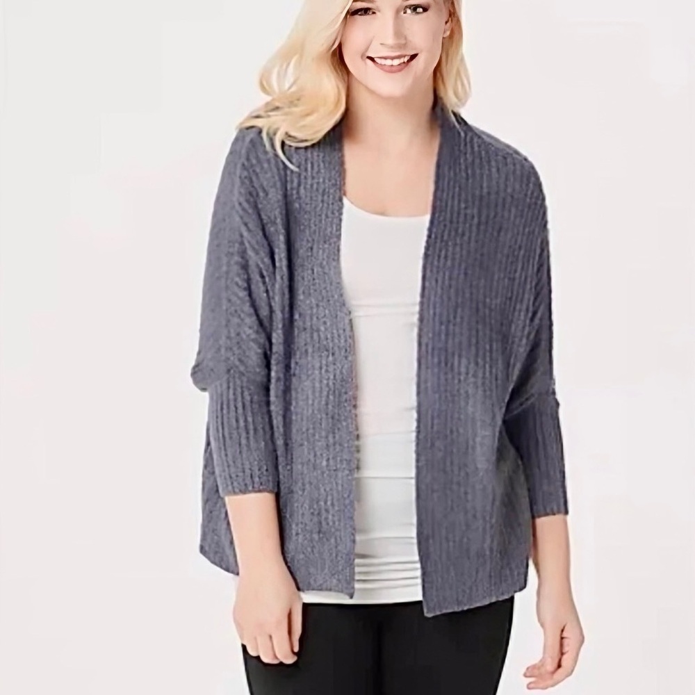 Barefoot Dreams ‘CozyChic Lite Ribbed Shrug Cardigan’ in “Pacific Blue” / Gray